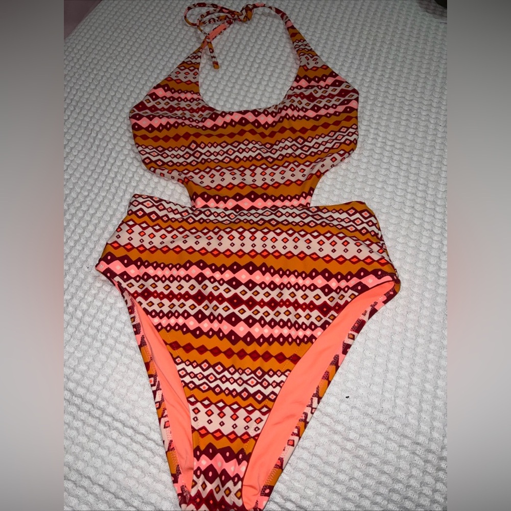 Colorful Geometric One-Piece Swimsuit Aerie Monokini Cut Out  One Piece Medium